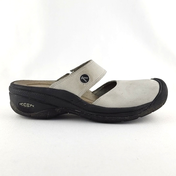 KEEN Women's Saratoga Leather Mule Slip On Shoes Stone Closed Toe Size 6.5M - Picture 2 of 14